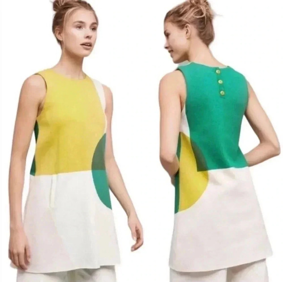MOTH Anthropologie Multicolored Cotton Blend Retro Geometric Print Mini Dress(S) - Picture 1 of 12